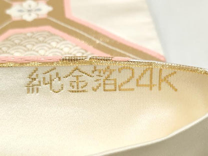 平和屋本店▼六通柄袋帯　唐織　蜀江花文様　純金箔24K　正絹　逸品　CABL5020hy