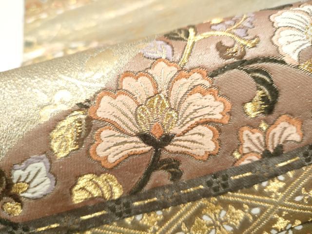 平和屋本店▼六通柄袋帯　唐織　花鳥文　うるし箔　本金箔　正絹　逸品　CABL5021hy