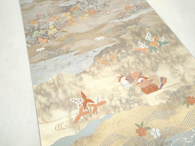 平和屋本店▼六通柄袋帯　唐織　能衣鴛鴦文　本金二重箔　正絹　逸品　CABL5022hy