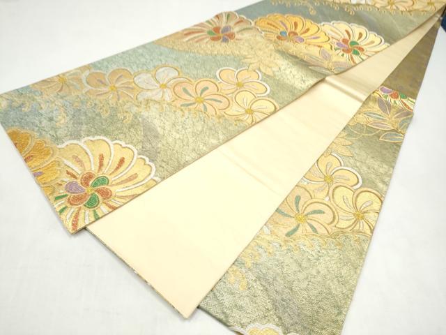 平和屋本店▼六通柄袋帯　舞花文　艶飾箔　本金箔　正絹　逸品　CABL5027hy