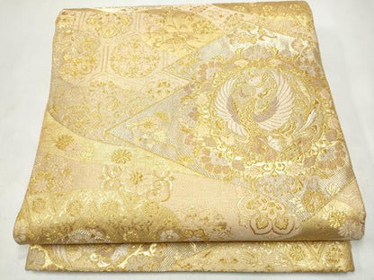 平和屋本店▼佐賀錦　六通柄袋帯　松皮菱鳳凰花文　本金箔　正絹　逸品　CABL5029hy