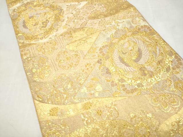 平和屋本店▼佐賀錦　六通柄袋帯　松皮菱鳳凰花文　本金箔　正絹　逸品　CABL5029hy
