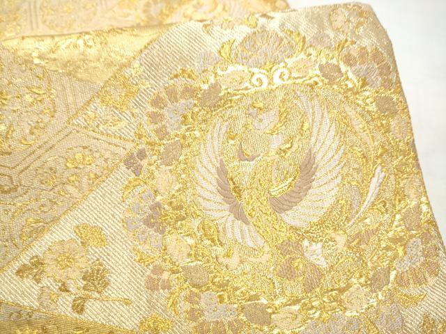 平和屋本店▼佐賀錦　六通柄袋帯　松皮菱鳳凰花文　本金箔　正絹　逸品　CABL5029hy