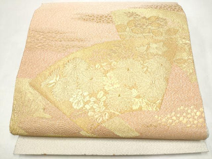 平和屋本店▼明綴れ　太鼓柄袋帯　扇面　弐拾四金箔　正絹　逸品　CABL5030hy