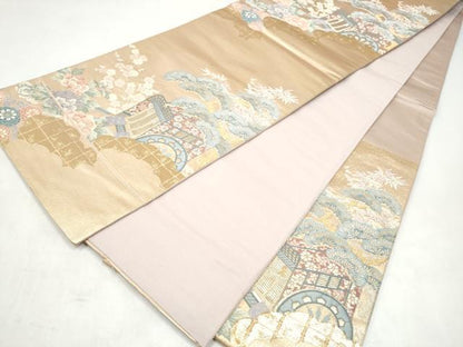 平和屋本店▼六通柄袋帯　瑞祥錦　純金二重箔　正絹　逸品　CABL5034hy