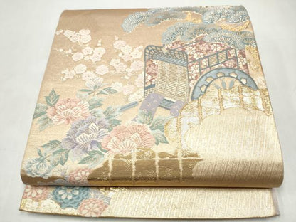 平和屋本店▼六通柄袋帯　瑞祥錦　純金二重箔　正絹　逸品　CABL5034hy
