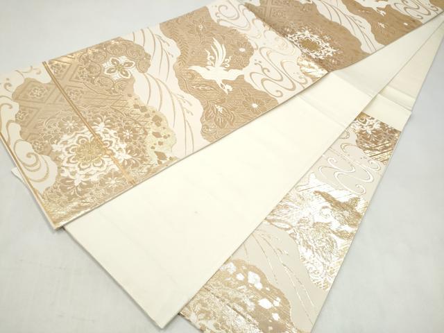 平和屋本店▼六通柄袋帯　花鳥唐草文　本金九百錦　正絹　逸品　CABL5035hy