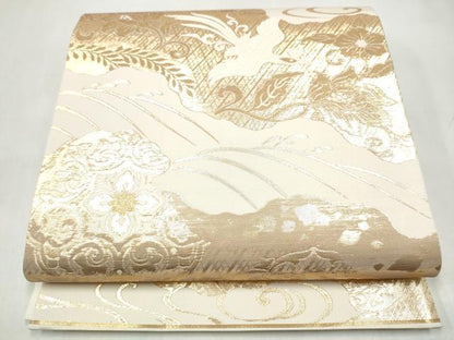 平和屋本店▼六通柄袋帯　花鳥唐草文　本金九百錦　正絹　逸品　CABL5035hy