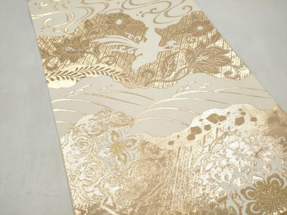 平和屋本店▼六通柄袋帯　花鳥唐草文　本金九百錦　正絹　逸品　CABL5035hy