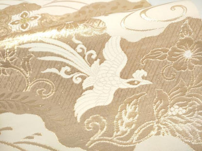 平和屋本店▼六通柄袋帯　花鳥唐草文　本金九百錦　正絹　逸品　CABL5035hy