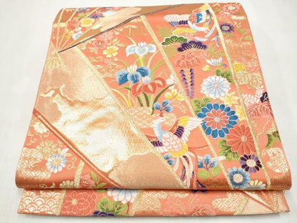 平和屋本店▼六通柄袋帯　唐織　能衣小袖　純金箔24K　正絹　逸品　CABL5036hy