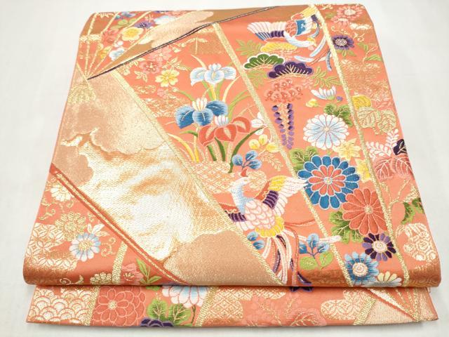 平和屋本店▼六通柄袋帯　唐織　能衣小袖　純金箔24K　正絹　逸品　CABL5036hy