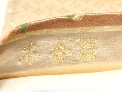 平和屋本店▼六通柄袋帯　唐織　草花鶴文　本金箔　正絹　逸品　CABL5037hy