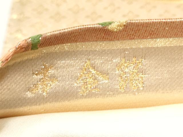 平和屋本店▼六通柄袋帯　唐織　草花鶴文　本金箔　正絹　逸品　CABL5037hy