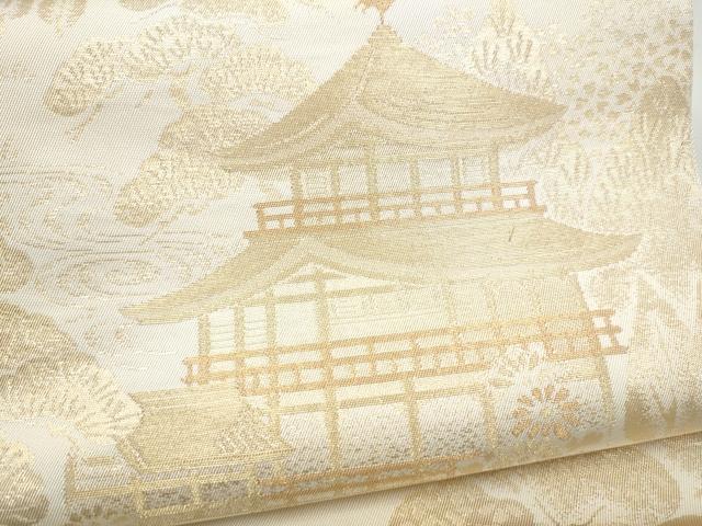 平和屋本店▼六通柄　本袋帯　遠山風景文　貳拾四金箔　正絹　逸品　CABL5040hy