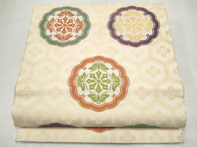 平和屋着物●俵屋　人間国宝　喜多川平朗  有職織物　九寸開き名古屋帯　唐織　花蝶文　正絹　逸品　CABL5046hy