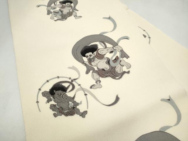 平和屋着物●九寸名古屋帯　風神雷神　鬼しぼ縮緬　正絹　逸品　CABL5048hy