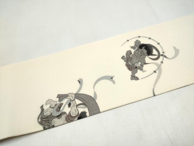 平和屋着物●九寸名古屋帯　風神雷神　鬼しぼ縮緬　正絹　逸品　CABL5048hy