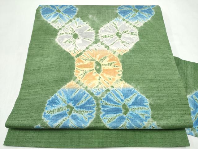 平和屋着物●九寸名古屋帯　紬地　絞り　正絹　逸品　CABL5051hy