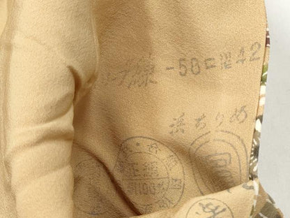 平和屋着物●九寸名古屋帯　型染め　風景文　正絹　逸品　CABL5052hy