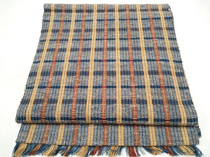 平和屋着物●八寸名古屋帯　格子柄　一重帯　正絹　逸品　CABL5055hy