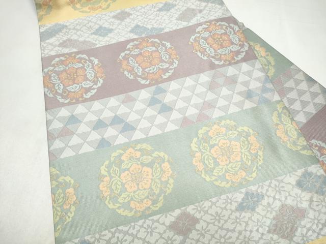 平和屋着物●西陣最高峰・北尾織物匠　九寸名古屋帯　横段花文　金糸　正絹　逸品　CABL5059hy