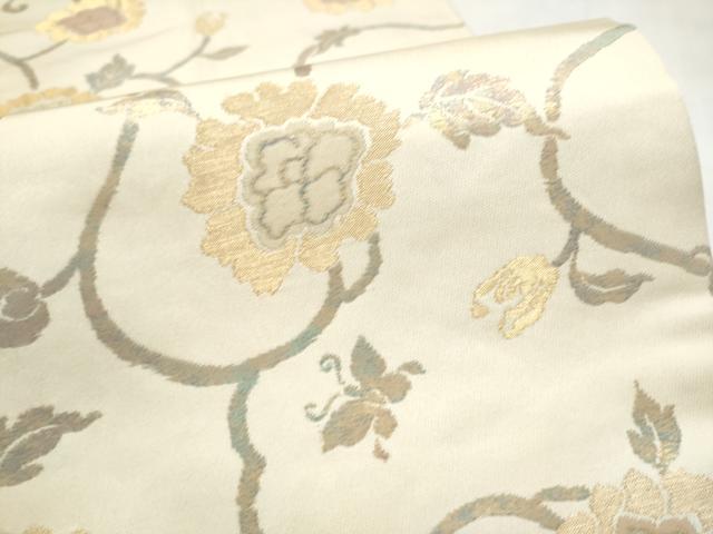 平和屋着物●九寸開き名古屋帯　牡丹唐草文　正絹　逸品　CABL5061hy