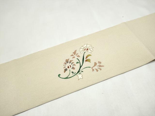 平和屋着物●九寸名古屋帯　花唐草文　鬼しぼ縮緬　正絹　逸品　CABL5063hy