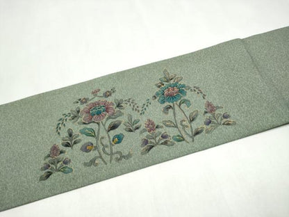 平和屋着物●九寸名古屋帯　花鳥唐草文　金彩　正絹　逸品　CABL5064hy