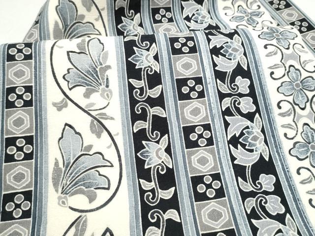 平和屋着物●全通柄　九寸名古屋帯　花唐草間道　ますいわ屋扱い　正絹　逸品　CABL5066hy