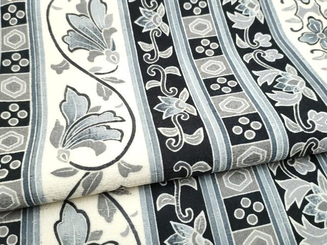 平和屋着物●全通柄　九寸名古屋帯　花唐草間道　ますいわ屋扱い　正絹　逸品　CABL5066hy