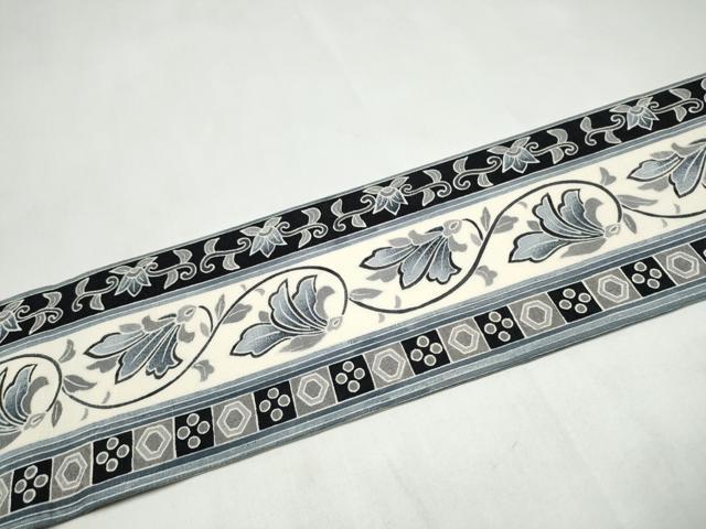 平和屋着物●全通柄　九寸名古屋帯　花唐草間道　ますいわ屋扱い　正絹　逸品　CABL5066hy