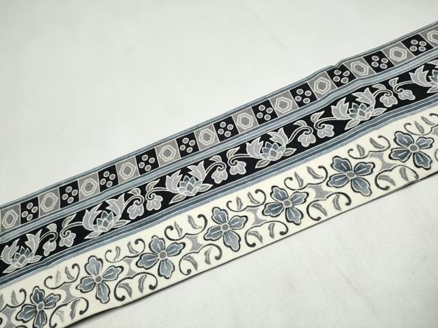 平和屋着物●全通柄　九寸名古屋帯　花唐草間道　ますいわ屋扱い　正絹　逸品　CABL5066hy