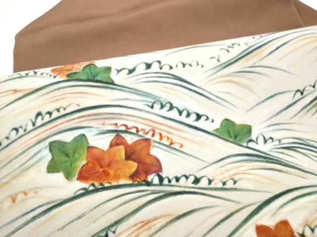 平和屋着物●九寸名古屋帯　手描き　竜田川　正絹　逸品　CABL5073hy