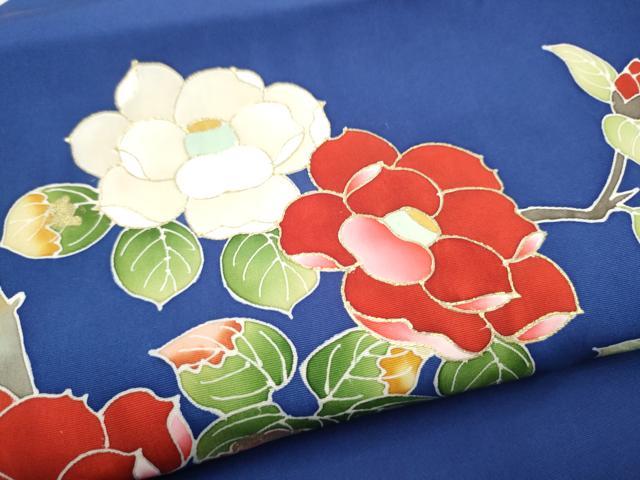 平和屋着物▼塩瀬　九寸名古屋帯　枝椿　金彩　正絹　逸品　CABL5074hy