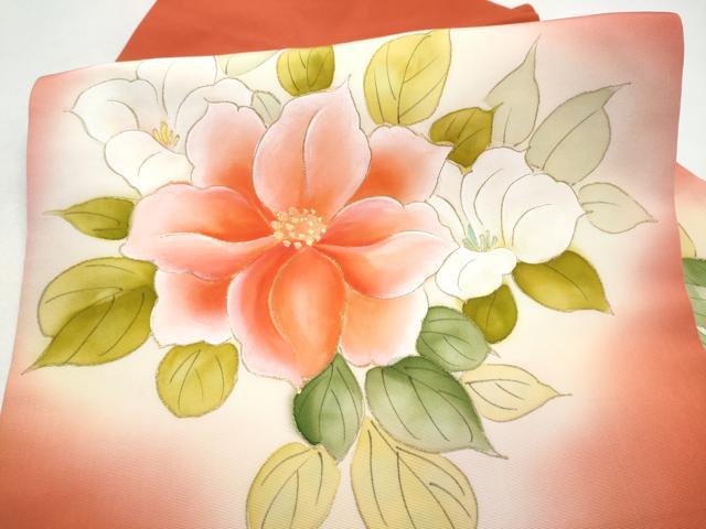 平和屋着物●塩瀬 九寸名古屋帯 手描き 舞花文 金彩 正絹 逸品 CABL5079hy