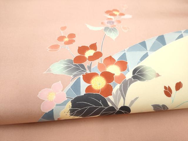 平和屋着物●塩瀬 九寸名古屋帯 友禅 枝花文 正絹 逸品 CABL5080hy