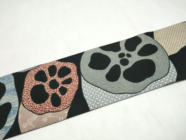 平和屋着物●全通柄　九寸名古屋帯　蓮根　正絹　逸品　CABL5081hy