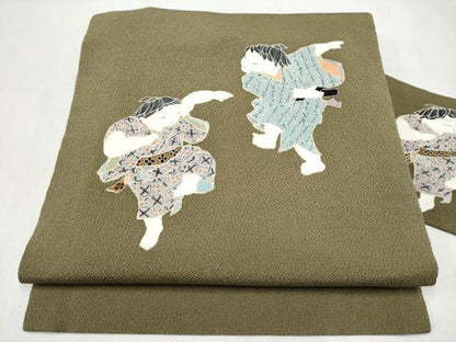 平和屋着物●九寸名古屋帯 童子遊び 鬼しぼ縮緬 正絹 逸品 CABL5083hy