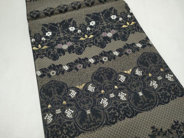平和屋着物●六通柄袋帯　葡萄蔦の葉文　金銀糸　正絹　逸品　CABL5095hy