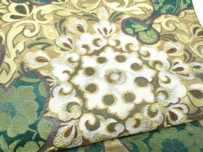 平和屋着物●西陣　川島織物　六通柄　本袋帯　花唐草文　金糸　正絹　逸品　CABL5102hy