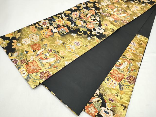 平和屋着物●六通柄袋帯　唐織　酉域異宝紋　黒地　金糸　正絹　逸品　CABL5105hy