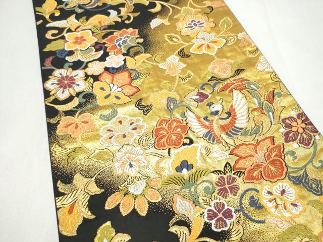 平和屋着物●六通柄袋帯　唐織　酉域異宝紋　黒地　金糸　正絹　逸品　CABL5105hy
