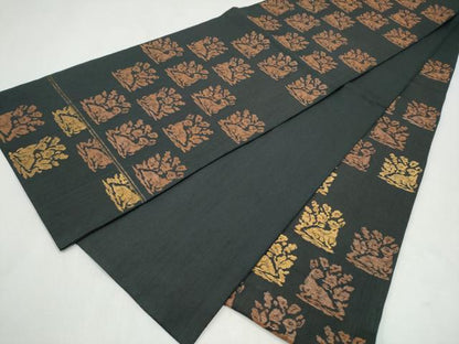 平和屋着物●西陣　かつやま織物謹製　六通柄袋帯　花兎　金糸　正絹　逸品　CABL5113hy