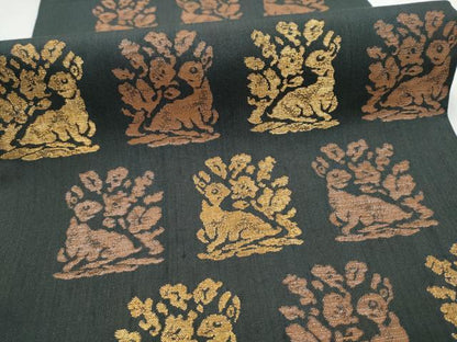平和屋着物●西陣　かつやま織物謹製　六通柄袋帯　花兎　金糸　正絹　逸品　CABL5113hy