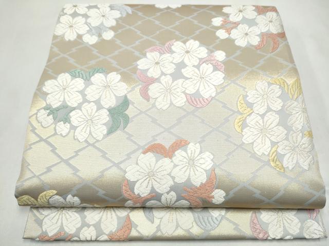 平和屋着物●山口美術織物　皇室　伊勢神宮御用　西陣織　太鼓柄袋帯　唐織　松皮地小桜錦文　金糸　金糸　正絹　逸品　CABL5118hy