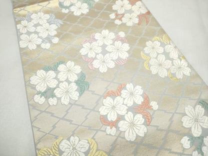 平和屋着物●山口美術織物　皇室　伊勢神宮御用　西陣織　太鼓柄袋帯　唐織　松皮地小桜錦文　金糸　金糸　正絹　逸品　CABL5118hy