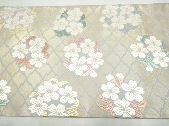 平和屋着物●山口美術織物　皇室　伊勢神宮御用　西陣織　太鼓柄袋帯　唐織　松皮地小桜錦文　金糸　金糸　正絹　逸品　CABL5118hy
