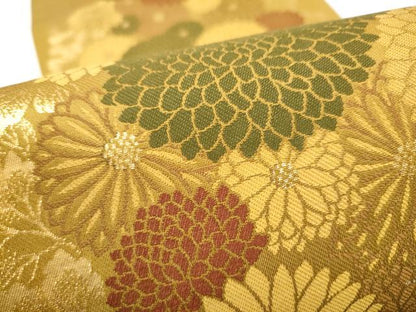 平和屋着物●こむさでもーど・COMME CA DU MODE　西陣　吉村織物謹製　六通柄袋帯　菊　金糸　証紙付き　正絹　逸品　CABL5133hy