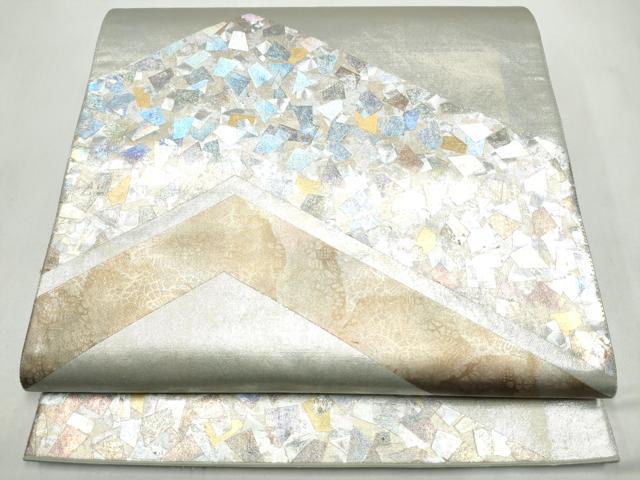 平和屋着物●金彩友禅作家　金彩の魔術師　堀省平　金煌織　太鼓柄袋帯　王朝箔　箔散らし　正絹　逸品　CABL5138hy
